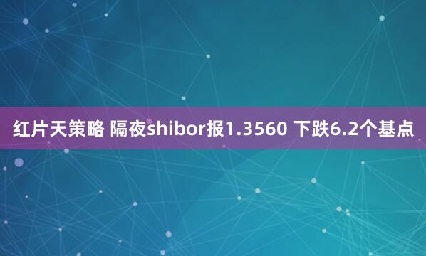 红片天策略 隔夜shibor报1.3560 下跌6.2个基点